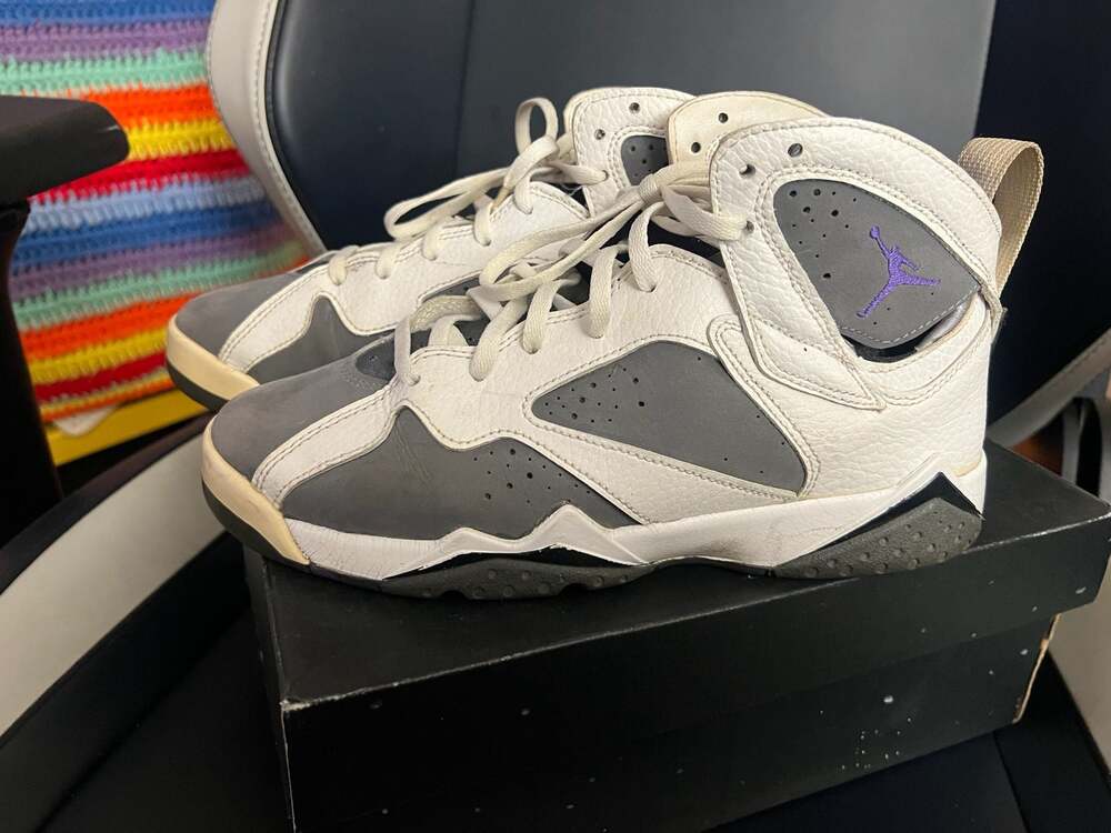 Air Jordan 7 Retro GS 'Flint' White/Varsity Purple (DJ2777-100)